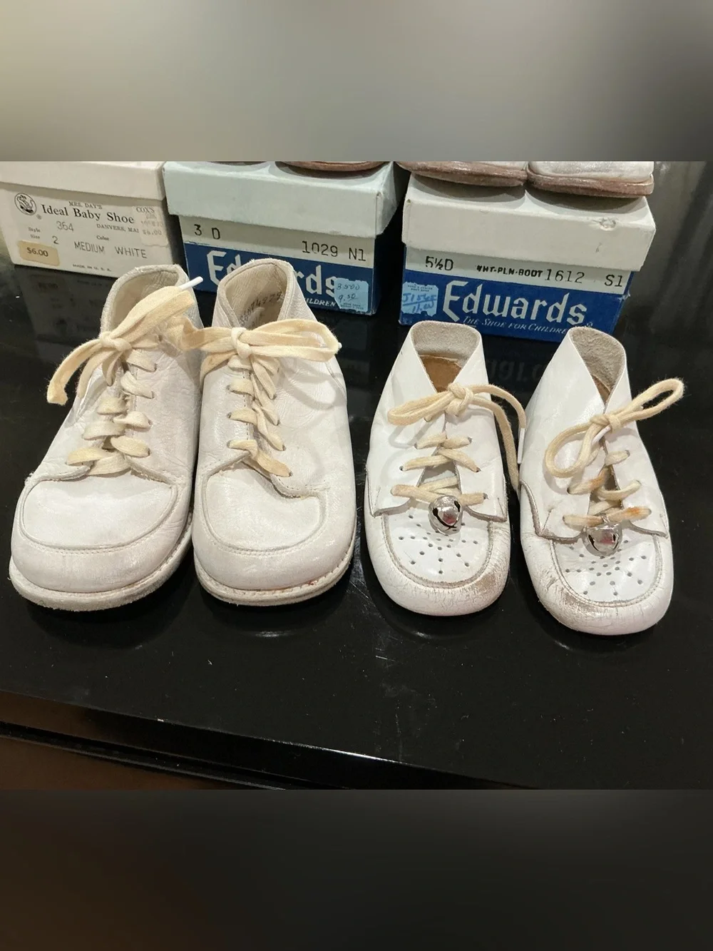 5 pair of vintage leather baby shoes